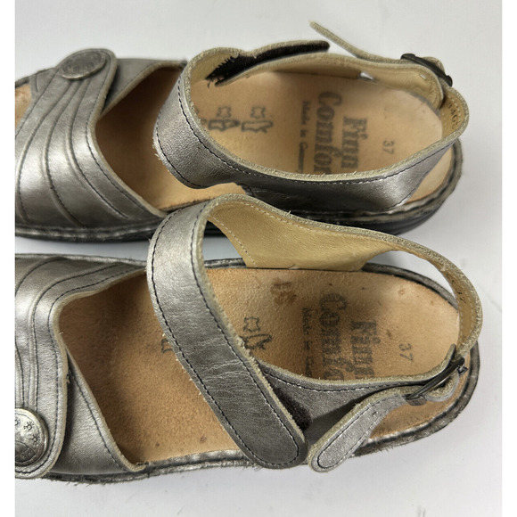 Finn Comfort Sausalito Silver Metallic Leather Slingback Sandals EU 37 US 6.5 7 - Picture 7 of 10